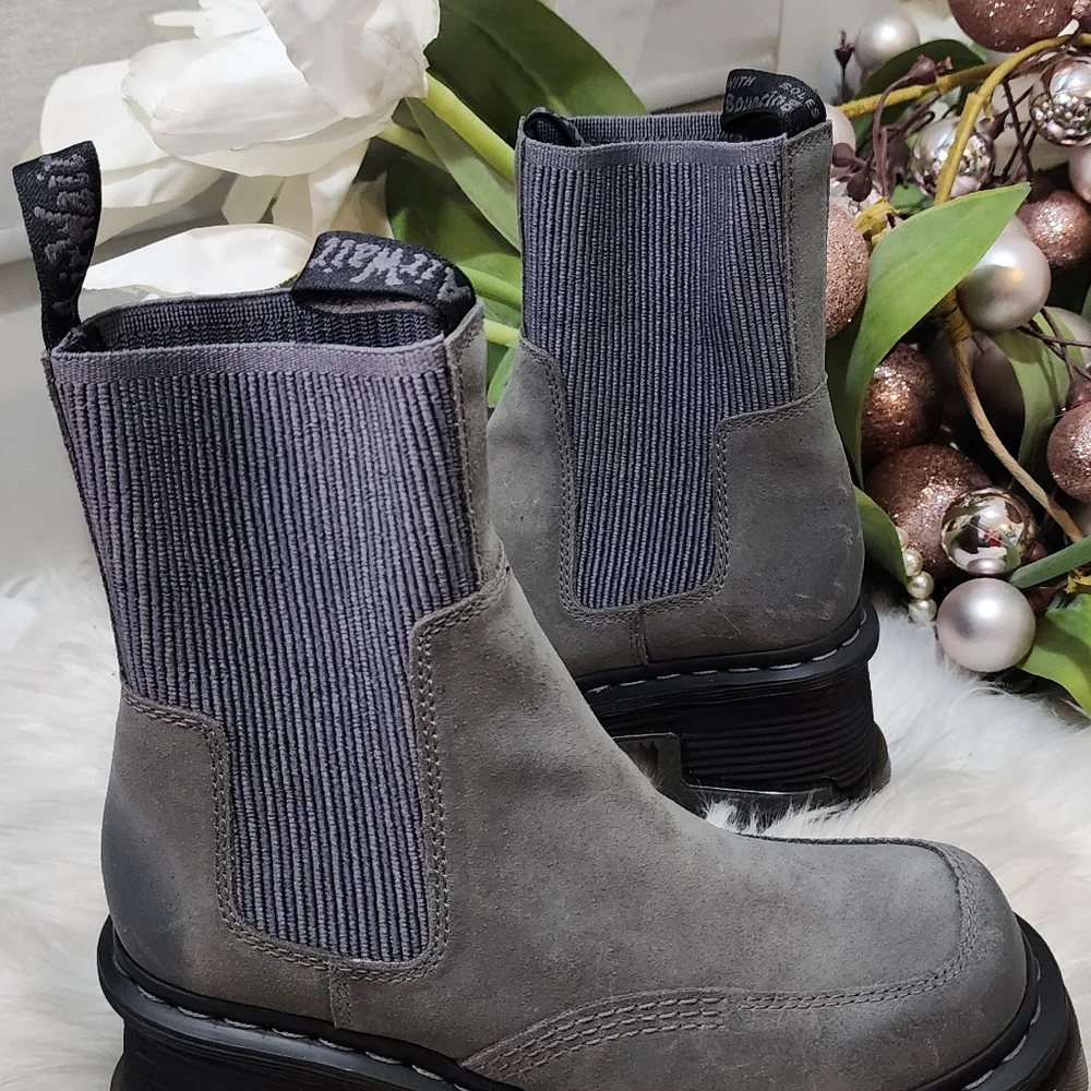 Dr Martens Gunmetal Corran Chelsea Waxy Suede Heeled womwns Boots  new